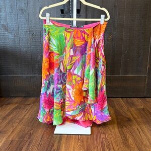 Lauren Ralph Lauren Bright Floral Faux Wrap Skirt